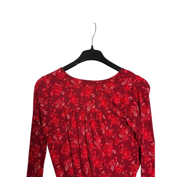 Intimately Free People Printed Turnt Red Bodysuit Size S Floral - Picture 5 of 8
